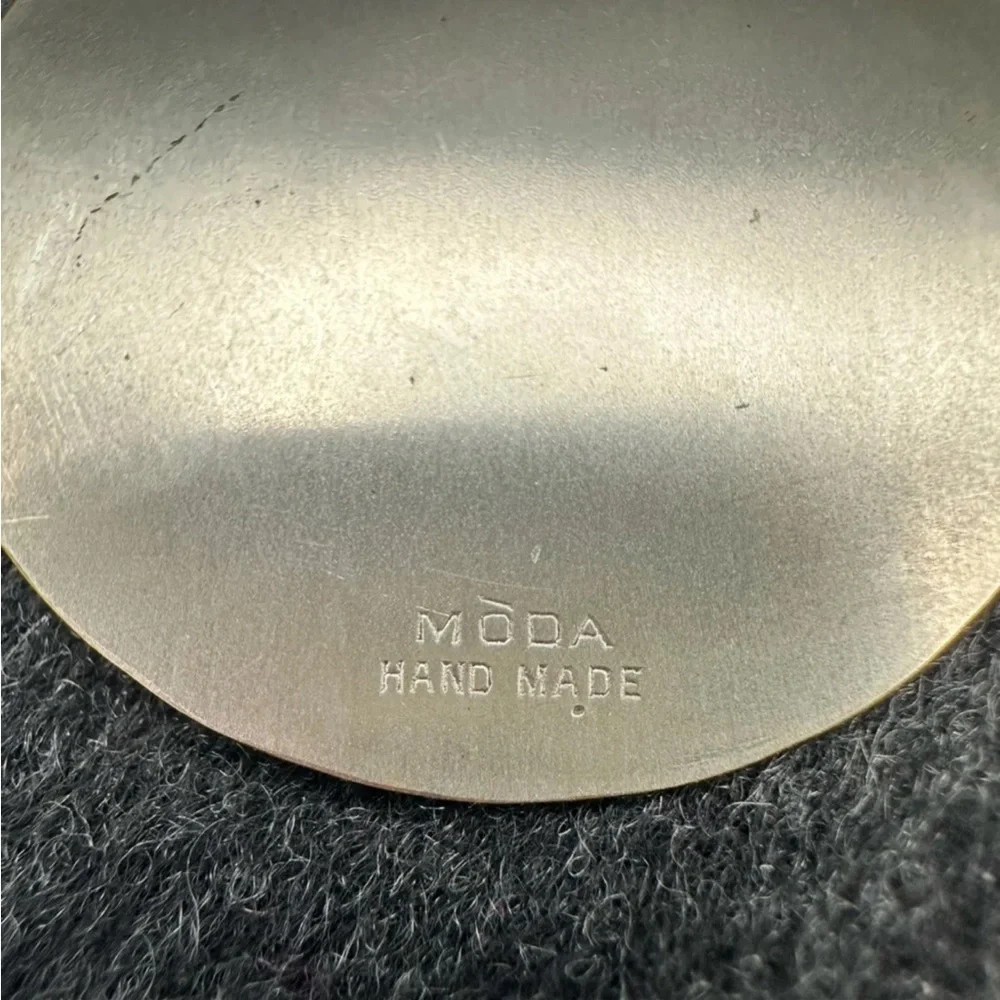 VTG Signed MODA Handmade In Malta Keychain 60s/70s Artisan Etched Copper
